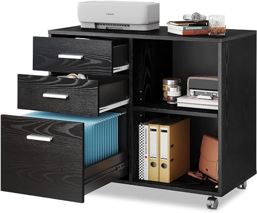 DEVAISE Black 3-Drawer Mobile File Cabinet