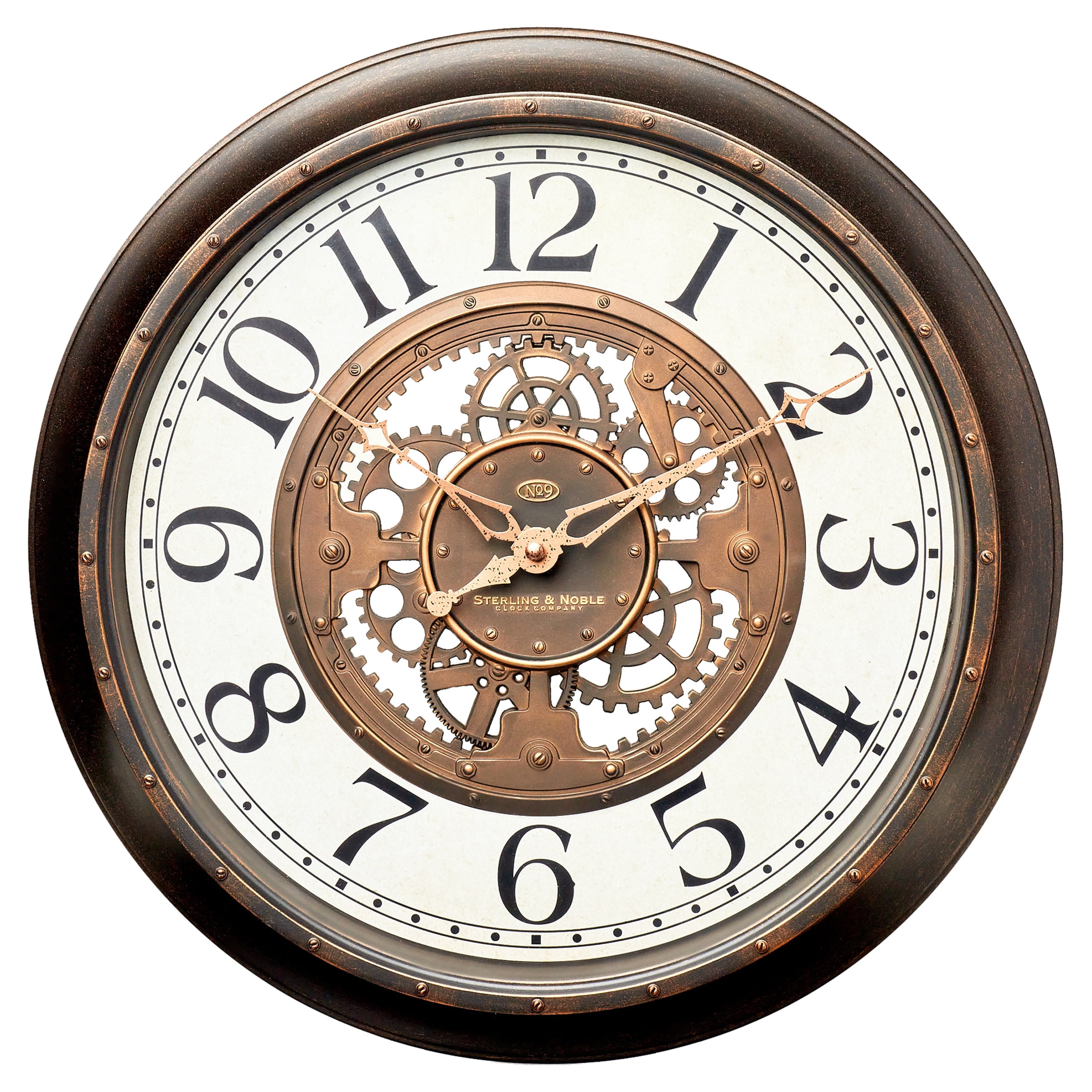 Large 16" Brushed Bronze Round Wall Clock