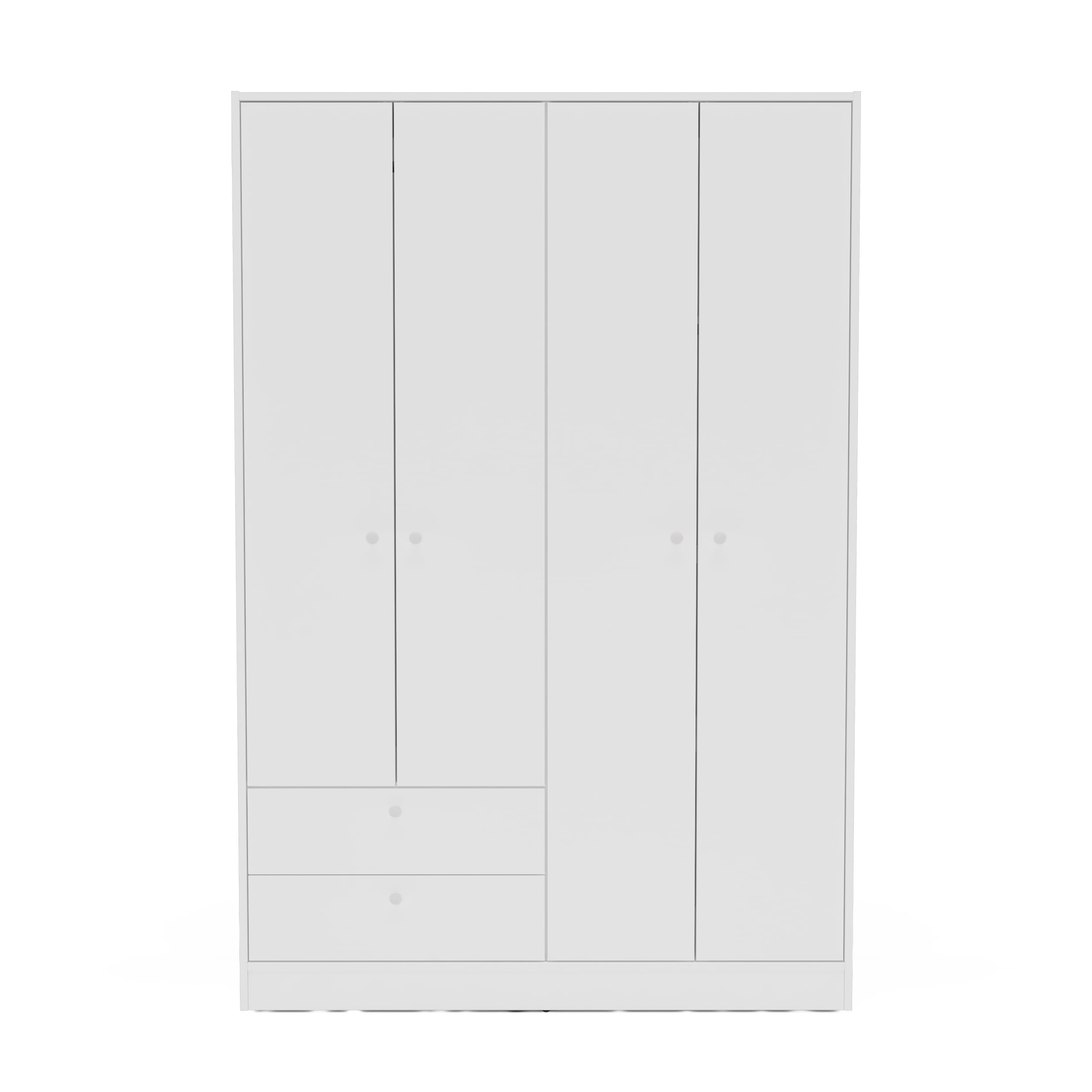 Polifurniture Denmark 4 Door Bedroom Armoire with Drawers, White
