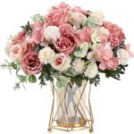 2 Bunches Pink Artificial Peonies & Roses Bouquet
