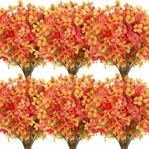20 PCS Autumn Faux Flowers, UV Resistant Decor