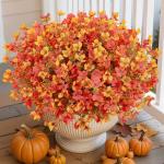 20 PCS Autumn Faux Flowers, UV Resistant Decor
