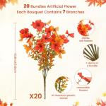 20 PCS Autumn Faux Flowers, UV Resistant Decor