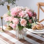 Pink Peony and Hydrangea Fake Flower Bouquet
