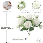 White Peony Silk Flower Bouquets for Home Decor