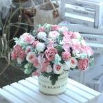 2 Bunches Pink Artificial Peonies & Roses Bouquet