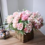 Pink Peony and Hydrangea Fake Flower Bouquet