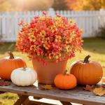 20 PCS Autumn Faux Flowers, UV Resistant Decor