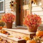 20 PCS Autumn Faux Flowers, UV Resistant Decor