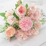 Pink Peony and Hydrangea Fake Flower Bouquet