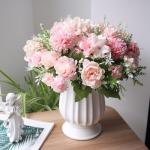 Pink Peony and Hydrangea Fake Flower Bouquet