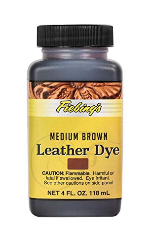 Fiebing's Leather Dye 4oz Medium Brown - Alcohol Based penetrating & Permanent Leather dye