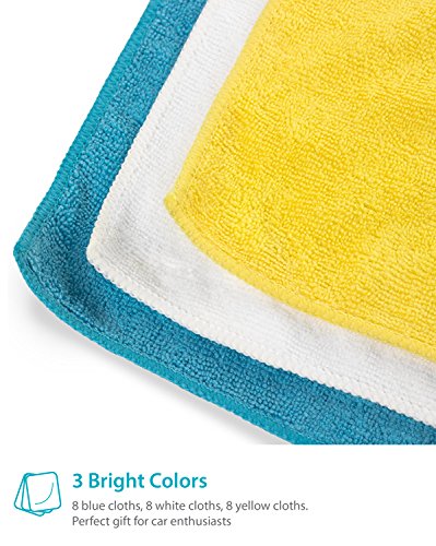 Zeppoli Reusable Microfiber Cleaning Cloth Set - 12 x 16 Inch Microfiber Cloth - 48 Pack Washcloth, Auto Detailing Supplies – Cleaning Rags, Works Great with Windex