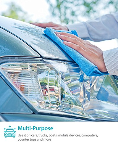 Zeppoli Reusable Microfiber Cleaning Cloth Set - 12 x 16 Inch Microfiber Cloth - 48 Pack Washcloth, Auto Detailing Supplies – Cleaning Rags, Works Great with Windex