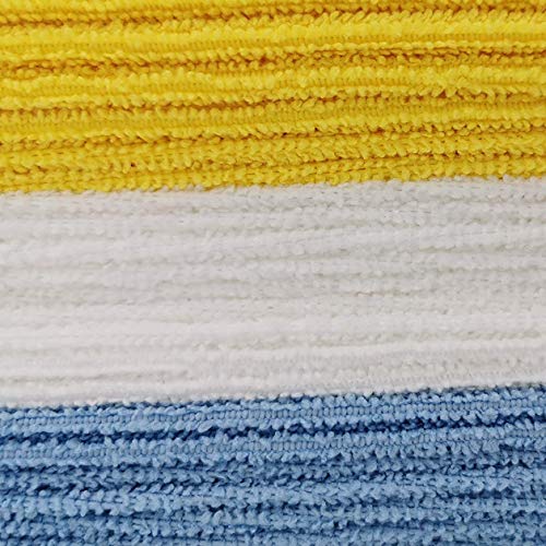 Amazon Basics Microfiber Cleaning Cloth, Non-Abrasive, Reusable and Washable, Pack of 24, Blue/White/Yellow, 16" x 12"