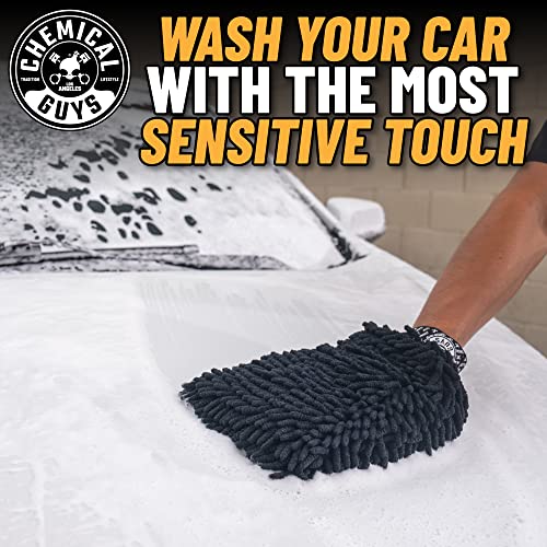 Chemical Guys MIC498 Black Microfiber Wash Mitt, 1 Pack