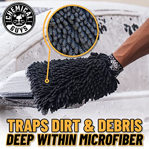 Chemical Guys MIC498 Black Microfiber Wash Mitt, 1 Pack