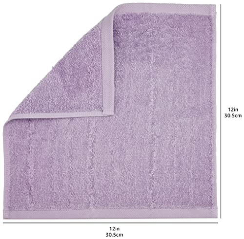 Amazon Basics Fast Drying, Extra Absorbent, Terry Cotton Washcloths - Pack of 24, Lavender, 12 x 12-Inch