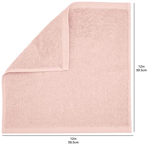 Amazon Basics Fast Drying, Extra Absorbent, Terry Cotton Washcloths - Pack of 24, Petal Pink, 12 x 12-Inch