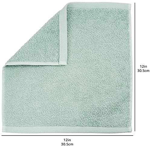 Amazon Basics Fast Drying, Extra Absorbent, Terry Cotton Washcloths, Pack of 24, Seafoam Green, Ice Blue, White, 12" x 12"