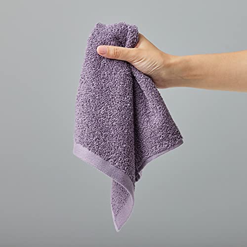 Amazon Basics Fast Drying, Extra Absorbent, Terry Cotton Washcloths - Pack of 24, Lavender, 12 x 12-Inch