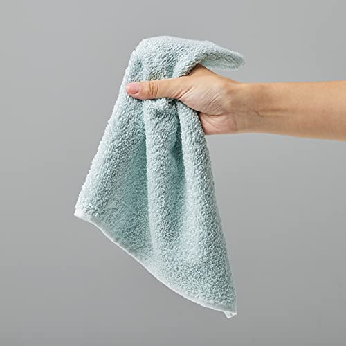 Amazon Basics Fast Drying, Extra Absorbent, Terry Cotton Washcloths, Pack of 24, Seafoam Green, Ice Blue, White, 12" x 12"