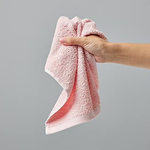 Amazon Basics Fast Drying, Extra Absorbent, Terry Cotton Washcloths - Pack of 24, Petal Pink, 12 x 12-Inch