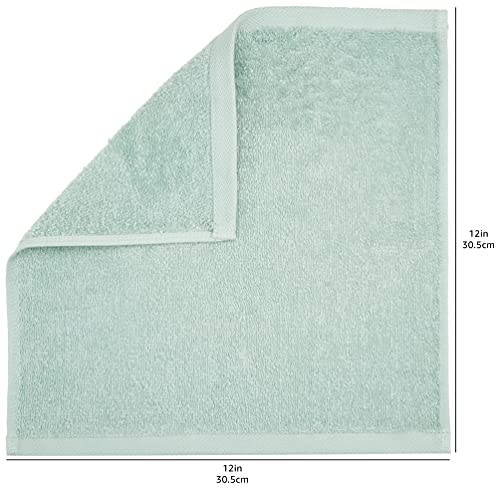 Amazon Basics Fast Drying, Extra Absorbent, Terry Cotton Washcloths - Pack of 24, Seafoam Green, 12 x 12-Inch