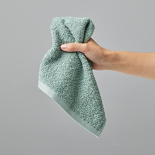 Amazon Basics Fast Drying, Extra Absorbent, Terry Cotton Washcloths - Pack of 24, Seafoam Green, 12 x 12-Inch