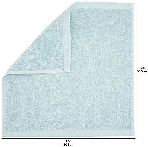 Amazon Basics Fast Drying, Extra Absorbent, Terry Cotton Washcloths - Pack of 24, Ice Blue, 12 x 12-Inch