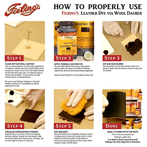 Fiebing's Leather Dye 4oz Tan - alcohol based penetrating & permanent leather dye