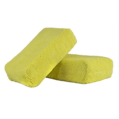 Chemical Guys MIC29902 Workhorse Yellow Premium Grade Microfiber Applicator, Interior(Pack of 2)