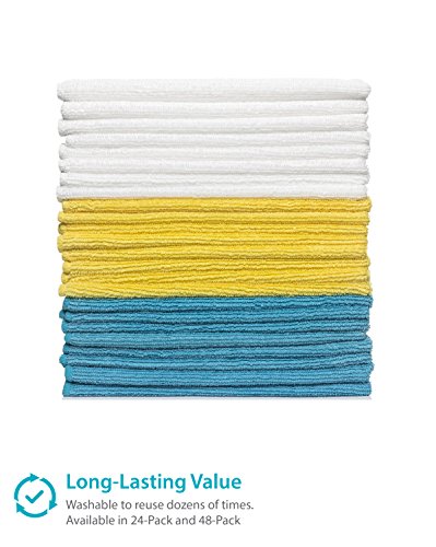 Zeppoli Reusable Microfiber Cleaning Cloth Set - 12 x 16 Inches Microfiber Cloth - 24 Pack Washcloth, Auto Detailing Supplies – Cleaning Rags, Works Great with Windex