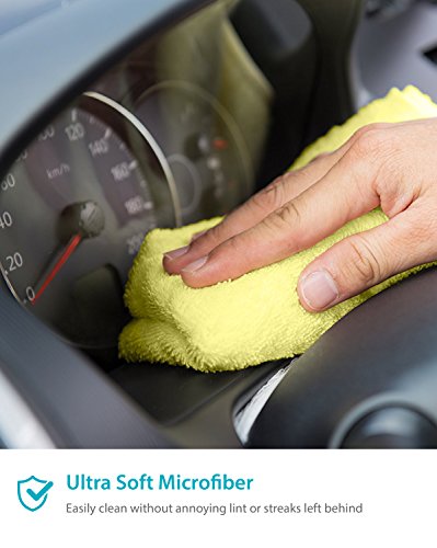 Zeppoli Reusable Microfiber Cleaning Cloth Set - 12 x 16 Inches Microfiber Cloth - 24 Pack Washcloth, Auto Detailing Supplies – Cleaning Rags, Works Great with Windex