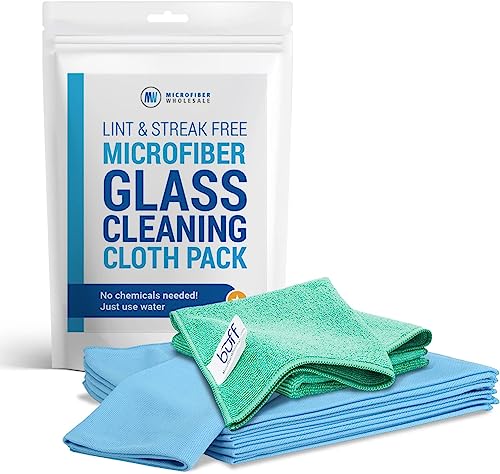 Microfiber Glass Cleaning Cloths - 8 Pack | Lint Free - Streak Free | Quickly and Easily Clean Windows & Mirrors Without Chemicals