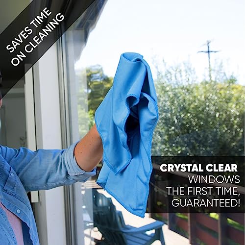 Microfiber Glass Cleaning Cloths - 8 Pack | Lint Free - Streak Free | Quickly and Easily Clean Windows & Mirrors Without Chemicals