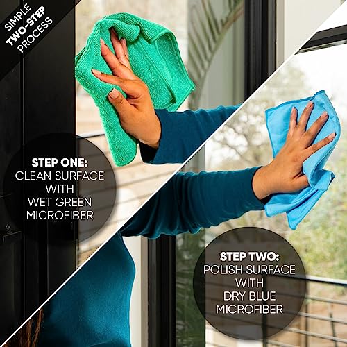 Microfiber Glass Cleaning Cloths - 8 Pack | Lint Free - Streak Free | Quickly and Easily Clean Windows & Mirrors Without Chemicals