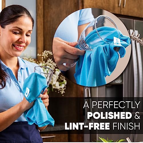 Microfiber Glass Cleaning Cloths - 8 Pack | Lint Free - Streak Free | Quickly and Easily Clean Windows & Mirrors Without Chemicals