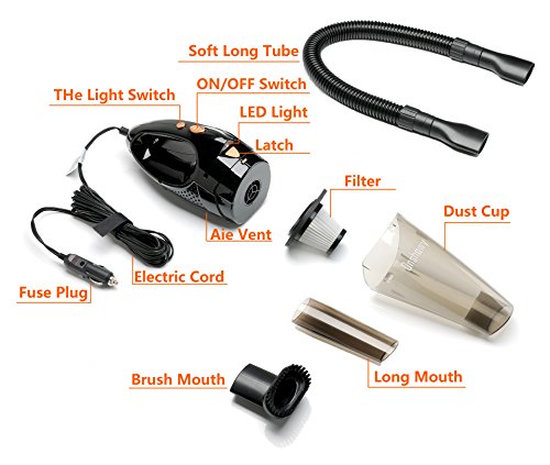 Onshowy （Upgraded） Car Vacuum Cleaner, 12V 80W Auto Vacuum Cleaner 3 in 1 Handheld Vacuum with 13.2 Foot (14m) Power Cord.