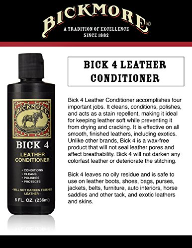 Bick 4 Leather Conditioner and Leather Cleaner 8 oz - Will Not Darken Leather - Safe For All Colors of Leather Apparel, Furniture, Jackets, Shoes, Auto Interiors, Bags & All Other Leather Accessories