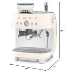Smeg Semi-Automatic Espresso Machine with Grinder - Cream