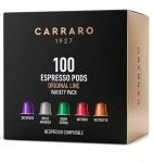 CARRARO Espresso Pod Variety Pack - 100 Capsules