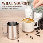 Amrules 12oz Stainless Steel Milk Frothing Pitcher