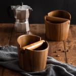 Acacia Wood Espresso Knock Box for Coffee Grounds