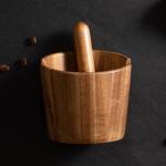 Acacia Wood Espresso Knock Box for Coffee Grounds