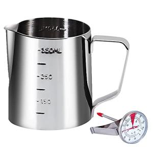 12oz Stainless Steel Milk Frothing Pitcher with Thermometer