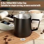 HULISEN 6.8oz Stainless Steel Milk Frothing Pitcher