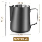 12 oz Stainless Steel Frothing Milk Pitcher with Art Pen