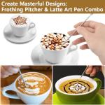 12 oz Stainless Steel Frothing Milk Pitcher with Art Pen