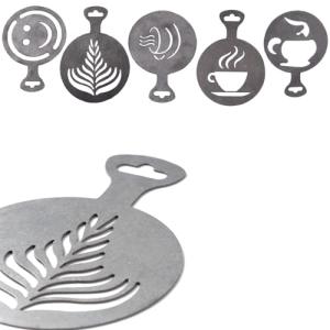 5-Pack Stainless Steel Coffee Stencils for Latte Art